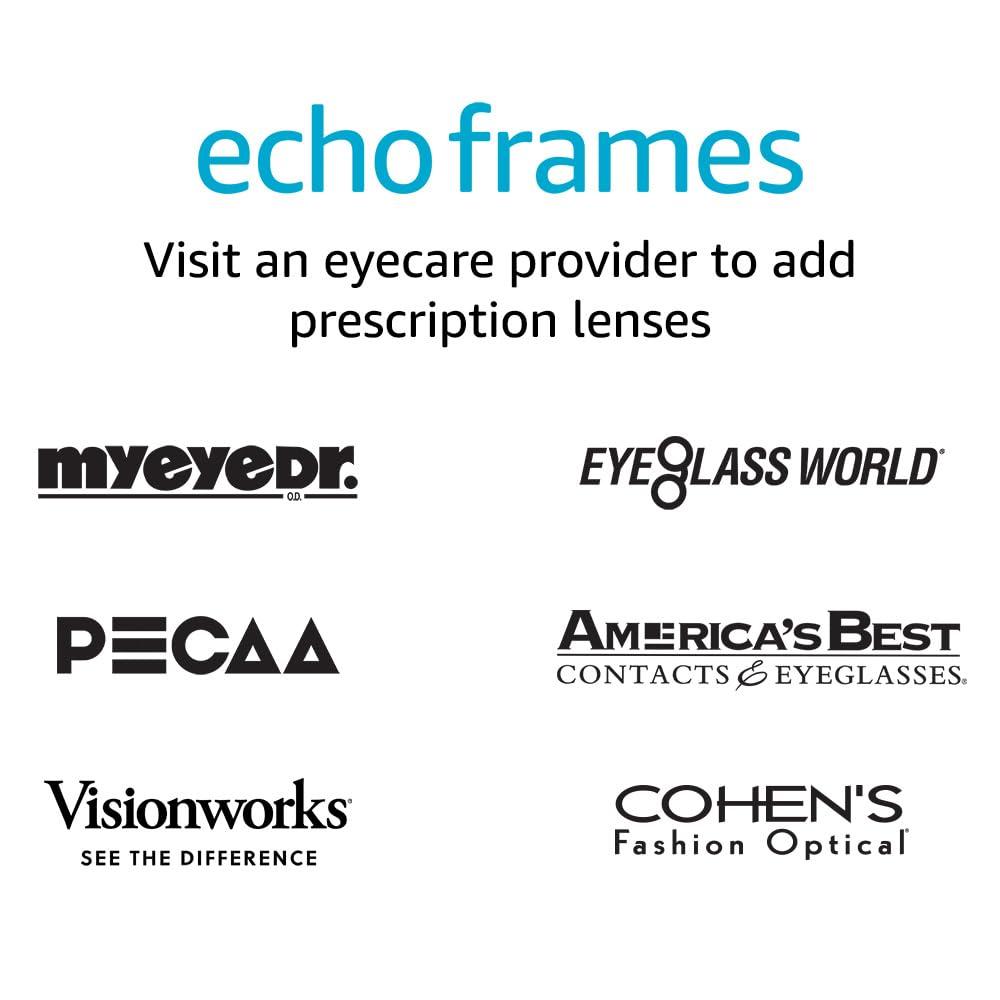 Amazon Amazon Echo Frames, an Alexa device (newest model), Smart glasses with Alexa, Square frames in Classic Black with blue light filtering lenses
