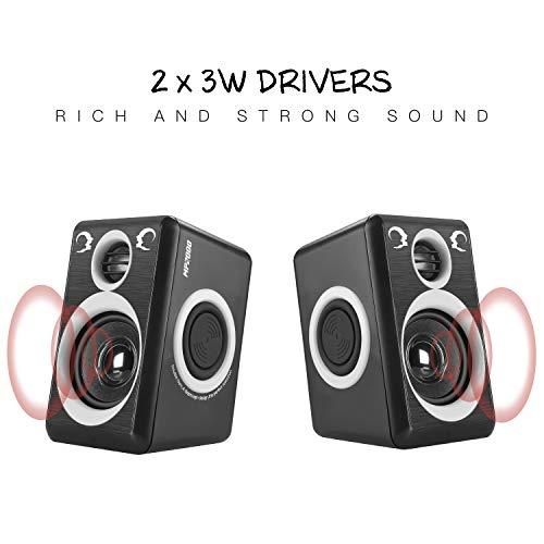RECCAZR RECCAZR Computer Speakers with Surround Sound 2.0CH USB Wired Powered Multimedia Speaker for Desktop/TV/PC/Laptops/Smart Phone Built-in Four Loudspeaker Diaphragm (Gray)