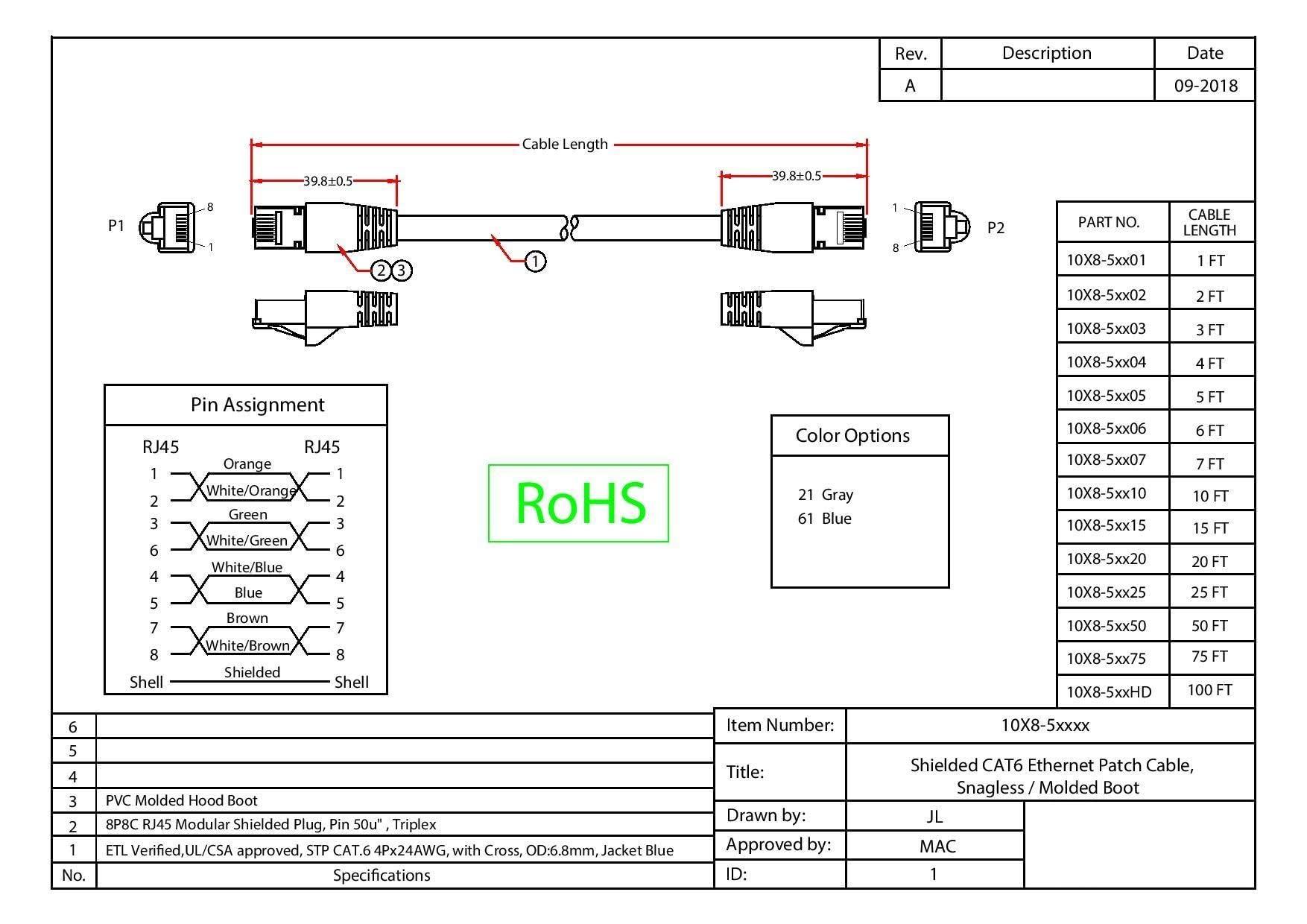 CableWholesale CableWholesale 14 Foot Shielded Cat6 Gray Ethernet Patch Cable, Snagless/Boot 24AWG, RJ45 Gold Plate Connector, 4 Pair Stranded Copper Shielded Twisted Pair (STP) Internet Network Patch Cable