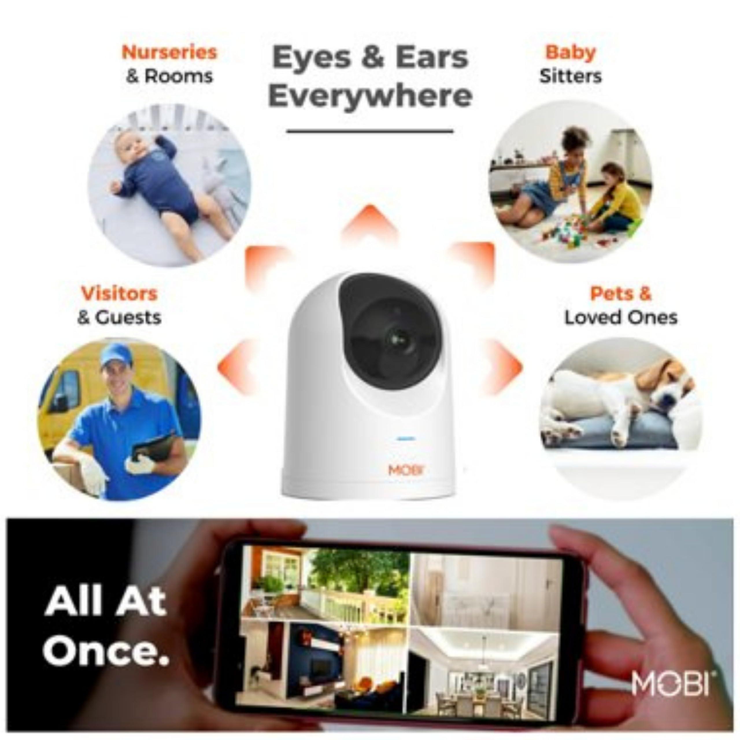 MOBI MobiCam PRO Baby & Home Monitoring Camera: Full HD, 355Pan, 120Tilt, 2-Way Audio, Color Night Vision, Motion Tracking & Sound Detection, Temp & Humidity Readings, Supports 5G/2.4GHz Wi-Fi