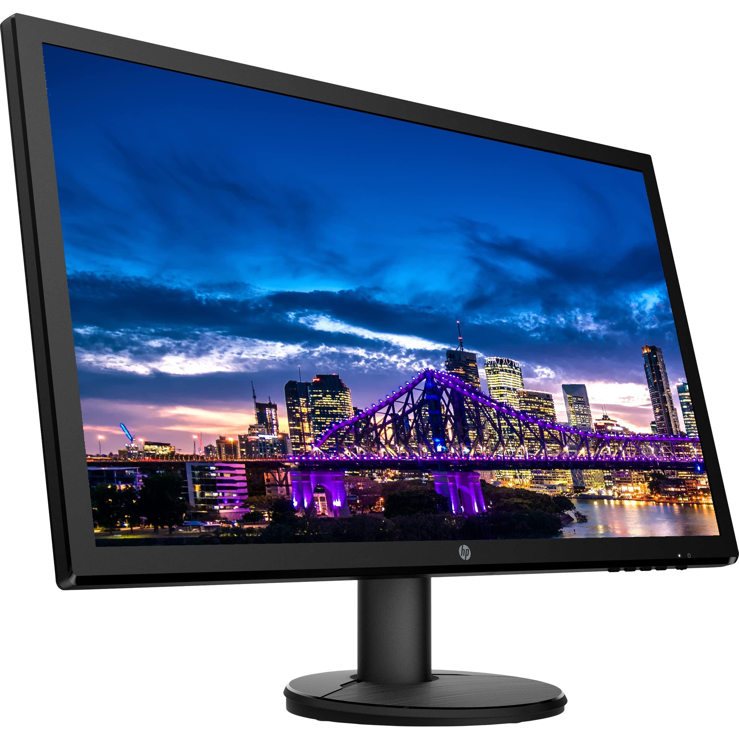 HP HP V24 24 inch TN Full HD 1920 x 1080 LED Backlit LCD Monitor 2-Pack Bundle with HDMI & VGA ports, FreeSync, 75Hz Refresh Rate, Low Blue Light, Desk Mount Clamp Dual Monitor Stand, & Mini Speaker