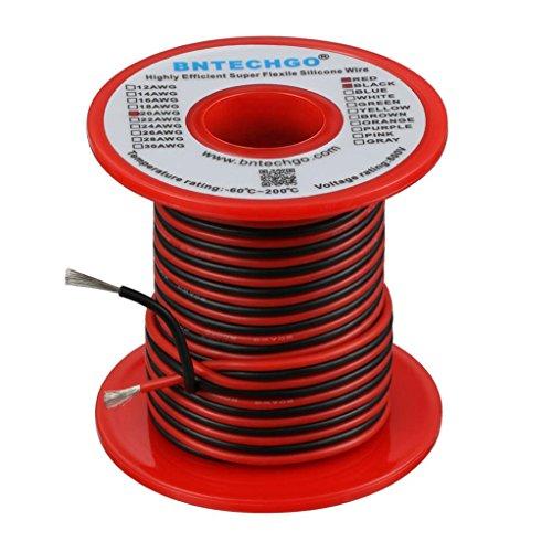 BNTECHGO BNTECHGO 20 Gauge Silicone Wire Spool Red and Black Each 50ft 2 Separate Wires Flexible 20 AWG Stranded Copper Wire