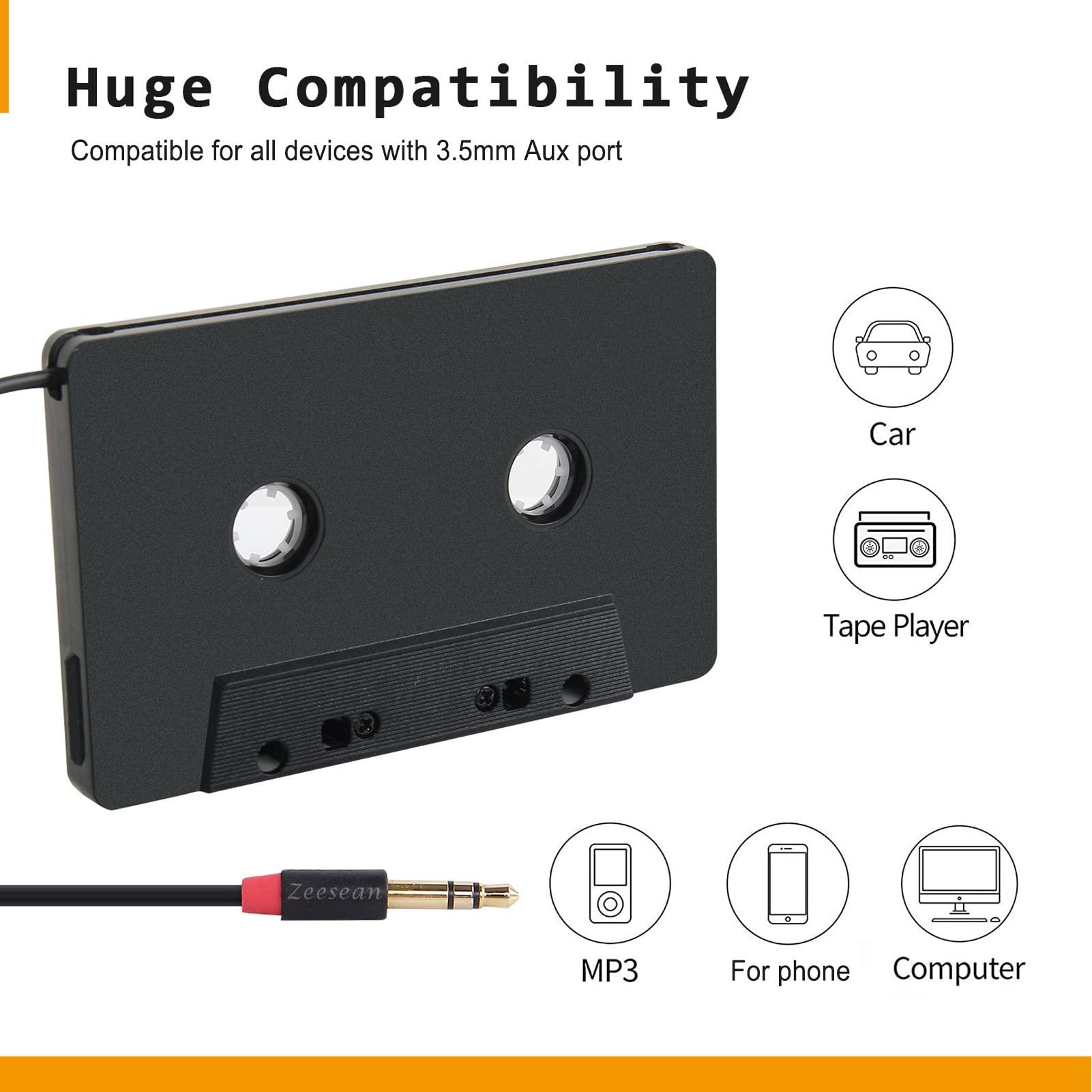 ciciglow ar Audio Bluetooth Cassette Receiver, 3.5mm Stereo 4 Channel Output Cassette Tape Player, Tape Player Bluetooth 5.0 Cassette Aux Adapter, Support mobile phones, tablets, MP3, Car Stereos, Earphones