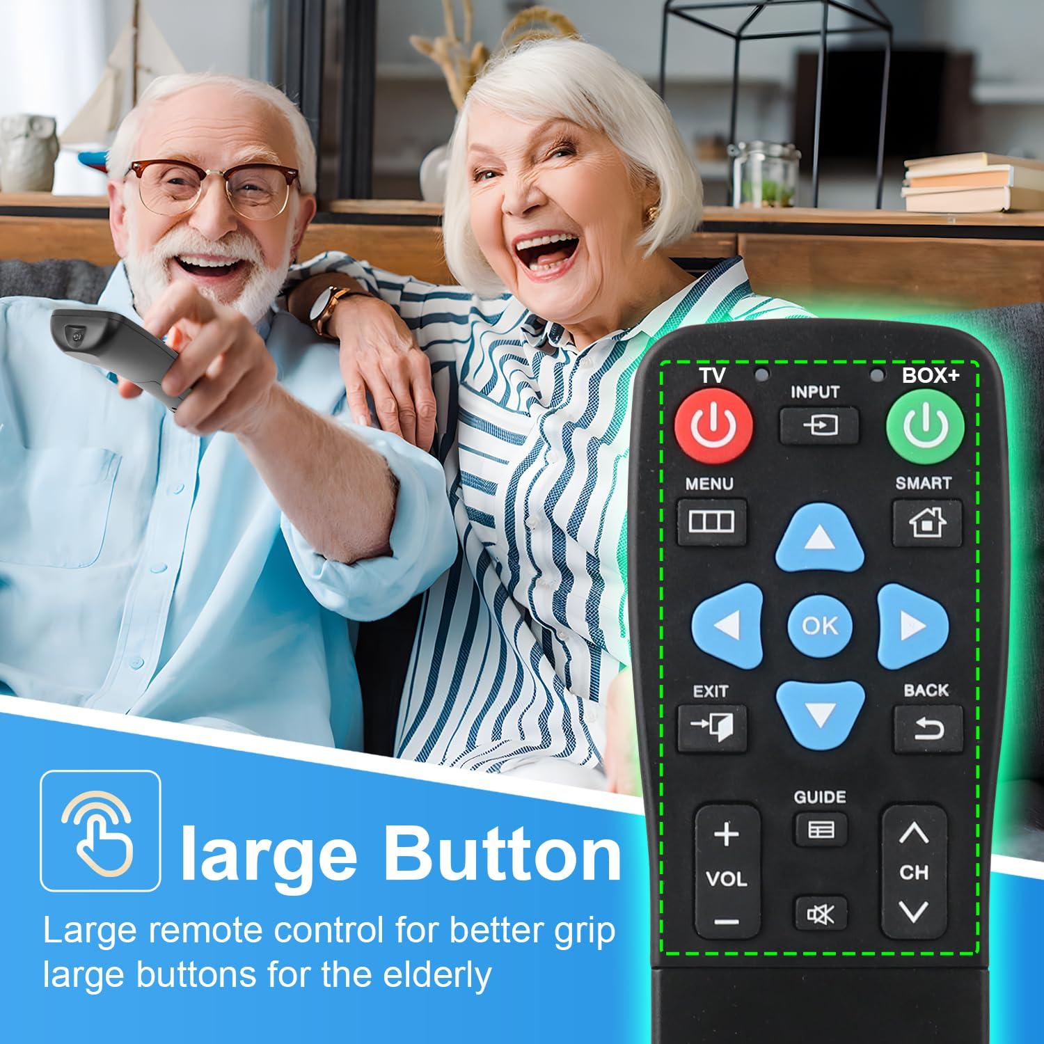 XGBFH Universal Big Button Remote for Seniors, Elderly, 2-Device Control - Learning Functions, Use for TV, Streaming Box, Soundbar Audio Recevier, DVD/VCR/SAT Device & Blue-Ray DVD, Dementia Friendly Gifts