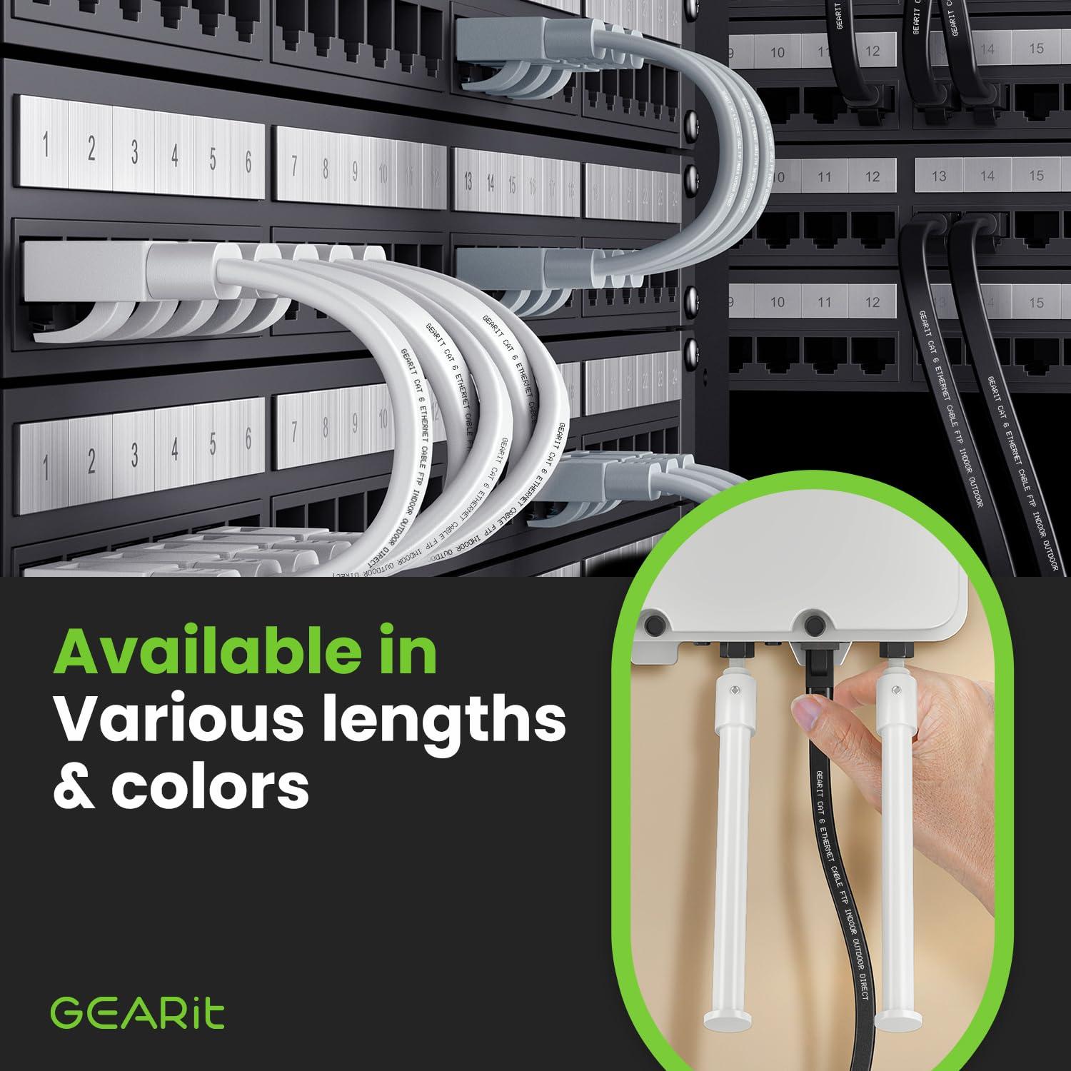 GearIT GearIT Cat 6 Outdoor Flat Ethernet Cable (75ft, Black) Direct Burial Rated LLDPE Jacket - Indoor Cat6 Shielded FTP 10Gbps High Speed Gaming Computer Network RJ45 Snagless Patch Cord Internet