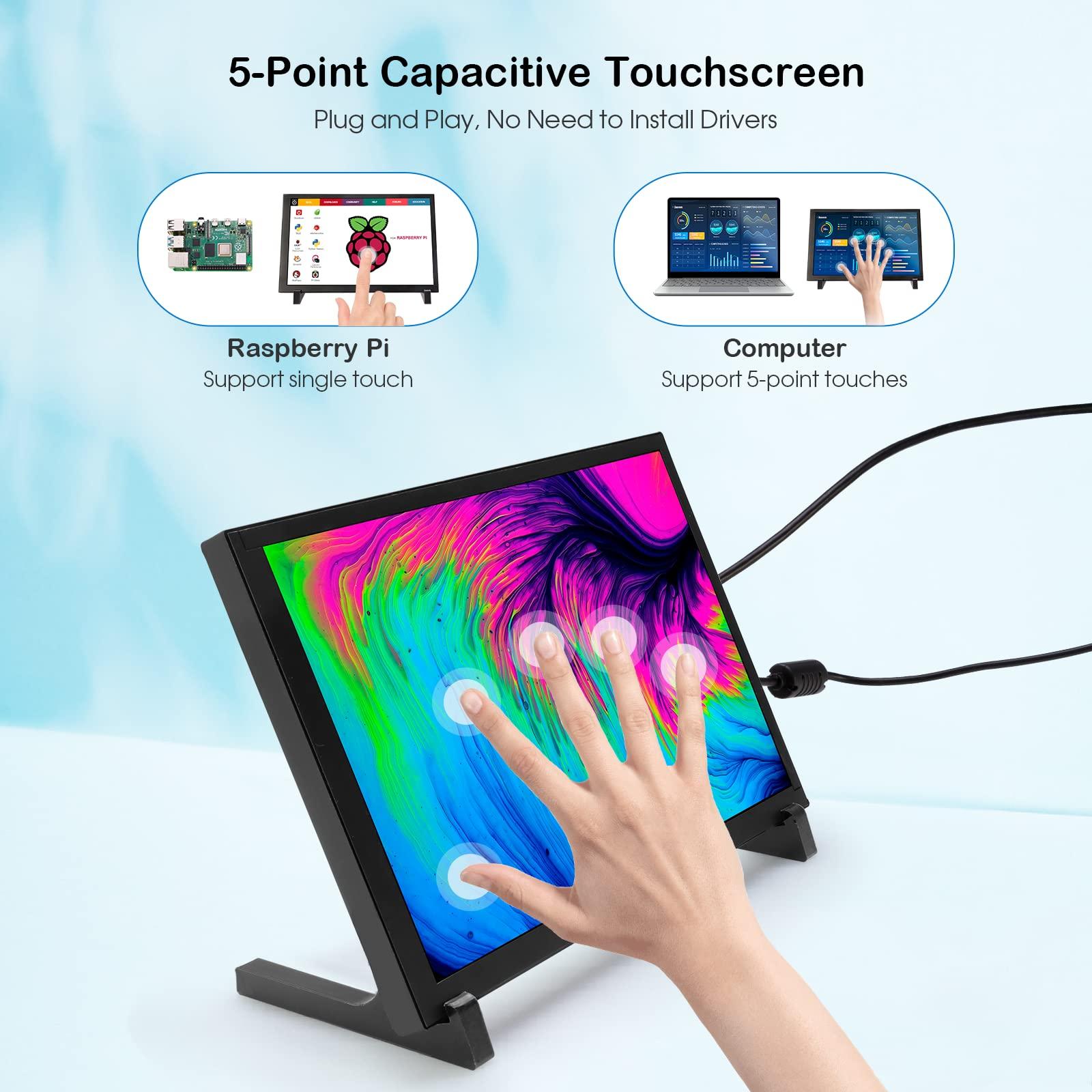 ELECROW ELECROW Touchscreen Monitor 10.1 inch Touch Screen IPS 1280x800 LCD Display Small Monitor Compatible with Raspberry Pi Jetson Nano PC