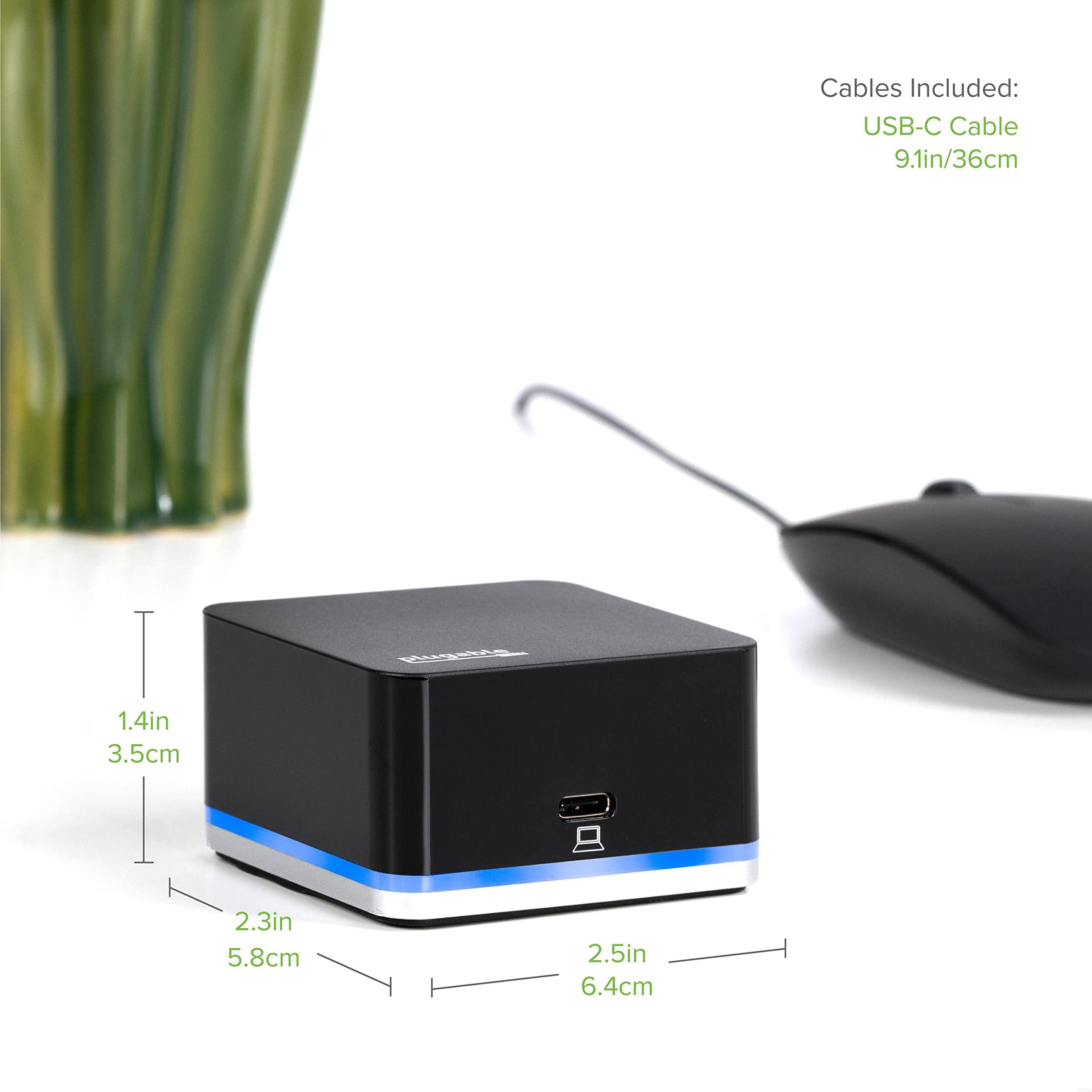 Plugable Plugable USB C Cube - Wired Mini Docking Station, Compatible with Thunderbolt 3 Ports and Specific USB-C Systems - Driverless (No Host Charging, Connect 1x HDMI up to 4K @30Hz, Ethernet, 3X USB Ports)
