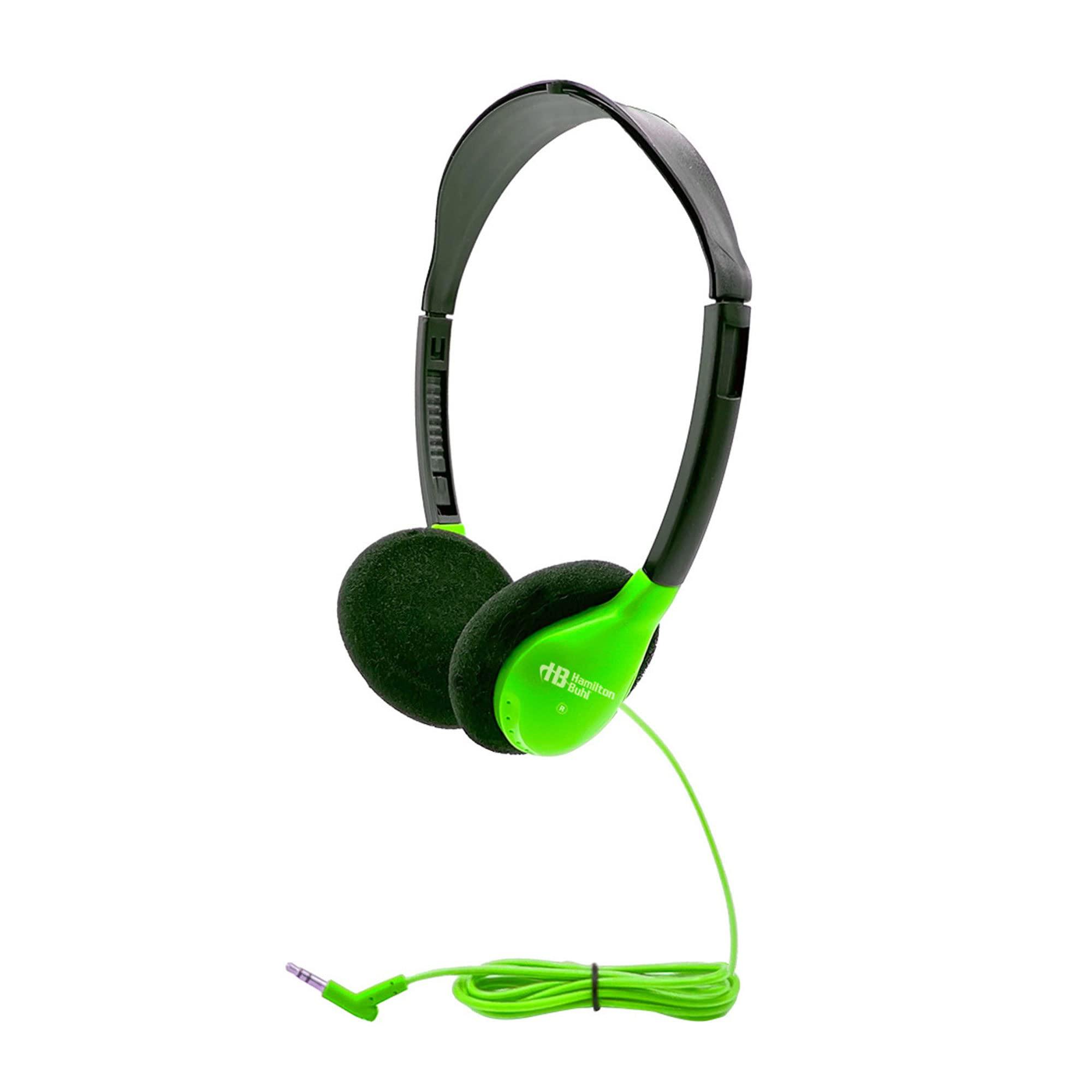 HamiltonBuhl HamiltonBuhl Personal On-Ear Stereo Headphone, Green (200 Pack)