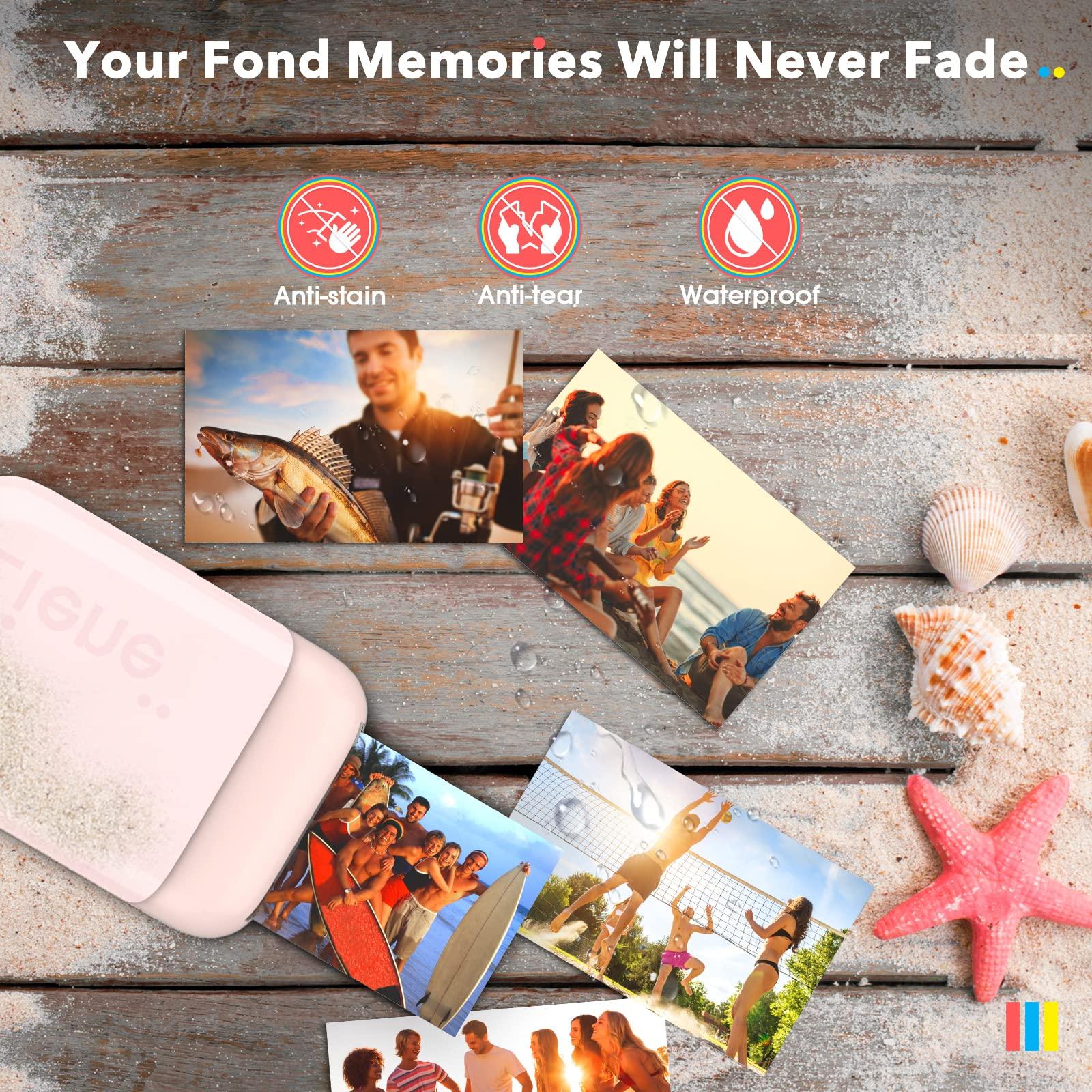 Liene Liene 2x3 Photo Printer, Mini Instant Portable Photo Printer w/ 55 Zink Adhesive Paper, Bluetooth 5.0, Compatible w/iOS & Android, Small Picture Printer for iPhone, Smartphone, White