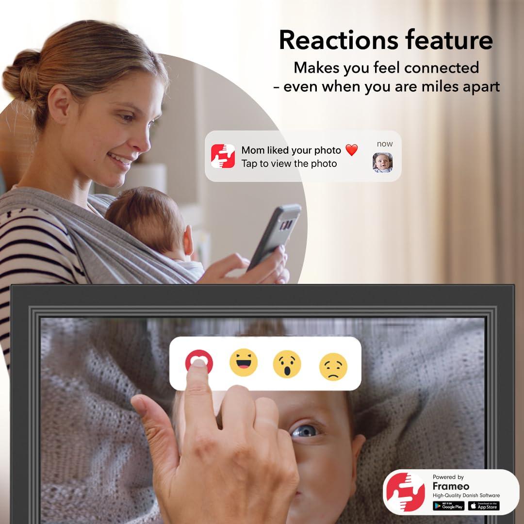 YunQiDeer FRAMEO Digital Picture Frame- 15.6inch Digital Photo Frame with 1920 * 1080 IPS Touch Screen HD Disply,Built-in 32GB Storage,Wall-Mounted,digital Frame Share Photos and Videos via Free App