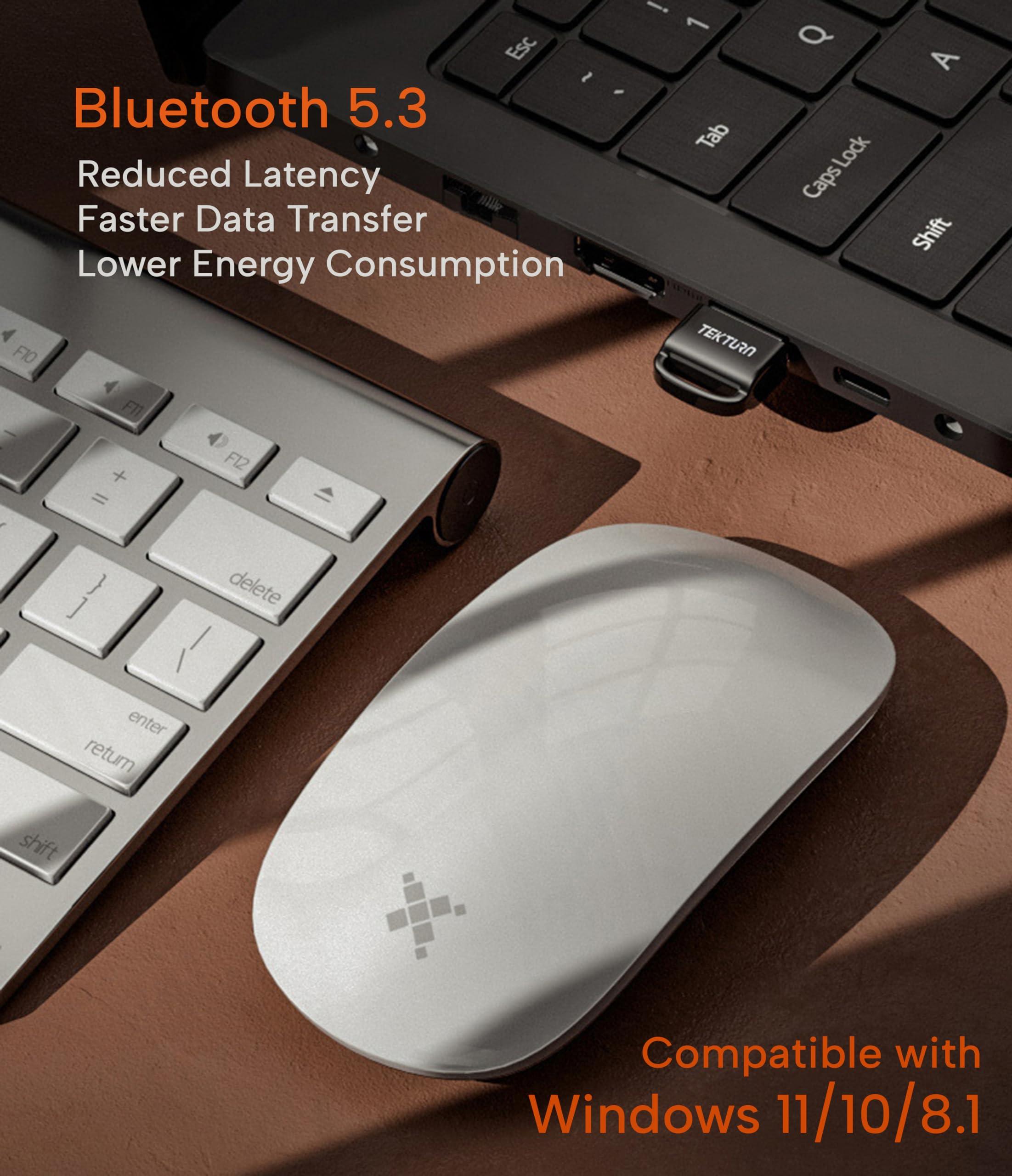 TEKTURN TEKTURN USB Bluetooth 5.3 Adapter: Plug-and-Play, Nano Design, EDR & BLE, Compatible with Windows 11/10/8.1/7, Desktop, Laptop, Supports Headphones, Keyboard, Mouse, Speakers, Printer