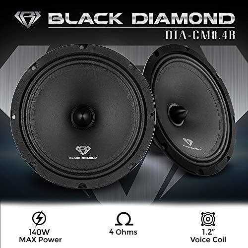 BLACK DIAMOND Pair of Black Diamond 8" 140 Watts 4-Ohm Mid-Range Speakers with Bullet