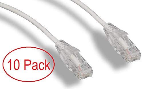 RiteAV RiteAV - Ultra Slim, Fluke Tested Cat 6A High Density Network Ethernet Cable - White - 5ft (10 Pack)