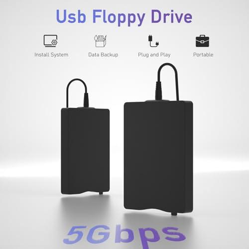 wintale wintale USB Floopy Drive,Portable 3.5\" USB External Floppy Disk Drive,Slim Plug and Play 1.44 MB FDD for PC Windows 2000/XP/Vista/7/8/10/11 Mac