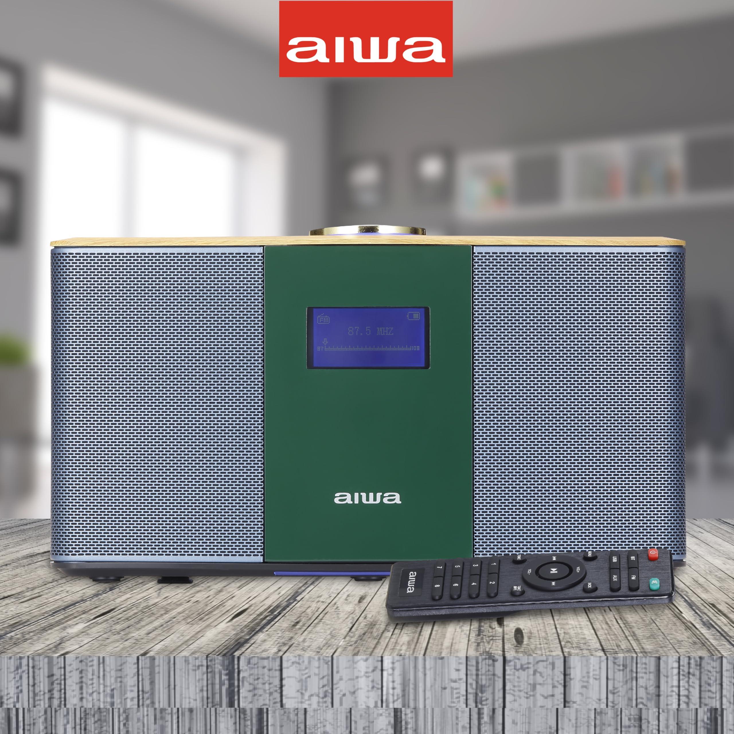 Aiwa Aiwa Exos 5 Wireless Speaker - Unleash Powerful Sound and Versatile Connectivity On-The-Go Experience Bluetooth Freedom, FM Radio, Clock, 20W RMS, LCD Display, and Alarm Clock Functionality