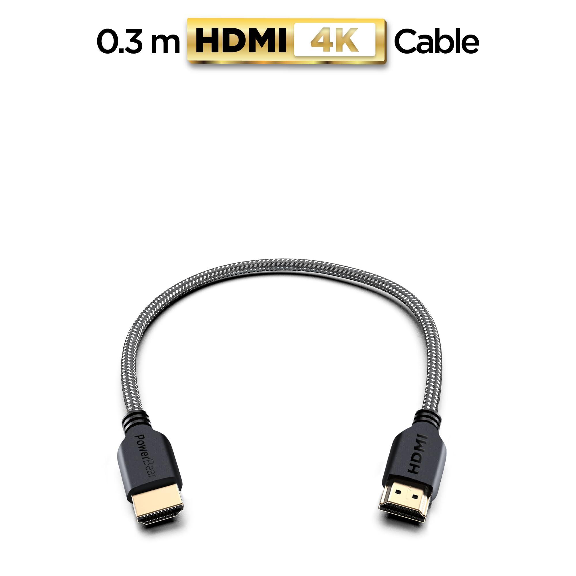 PowerBear PowerBear 4K HDMI Cable 1 ft | High Speed, Braided Nylon & Gold Connectors, 4K @ 60Hz, Ultra HD, 2K, 1080P, ARC & CL3 Rated | for Laptop, Monitor, PS5, PS4, Xbox One, Fire TV, Apple TV & More