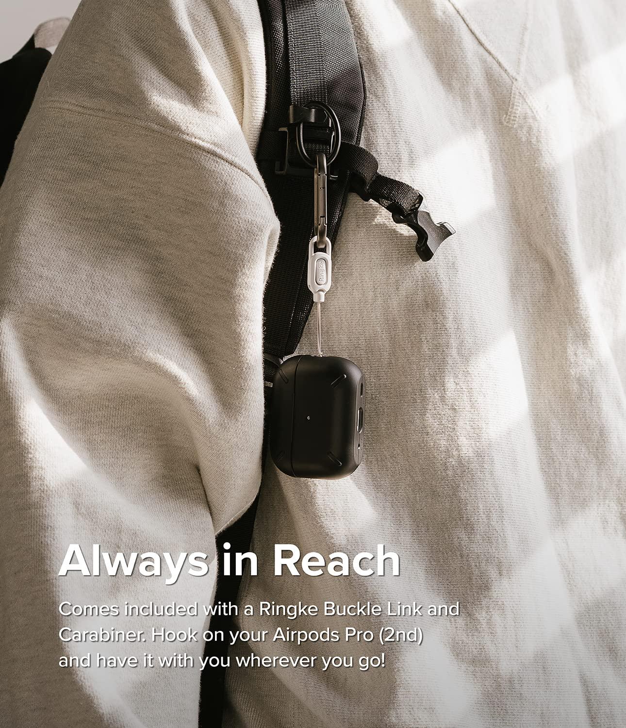 Ringke Ringke Layered Case [Scratch Resistance] Compatible with AirPods Pro 2 Case, Shockproof Cover with Carabiner Designed for AirPods Pro 2nd Generation - Black