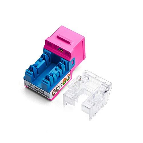 TRUE CABLE trueCABLE Cat6 Keystone Jack, Unshielded (UTP), 90 Degree Punch-Down, PoE++ (4PPoE) 100W, UL Listed, ETL Verified, ANSI/TIA Certified, Modular RJ45 Female, Pink, 12 Pack