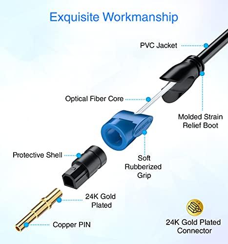 BlueRigger BlueRigger Digital Optical Audio Toslink Cable (10FT, Fiber Optic Cord, 24K Gold-Plated) - Compatible with Home Theatre, Sound Bar, TV, Xbox, Playstation PS5/PS4