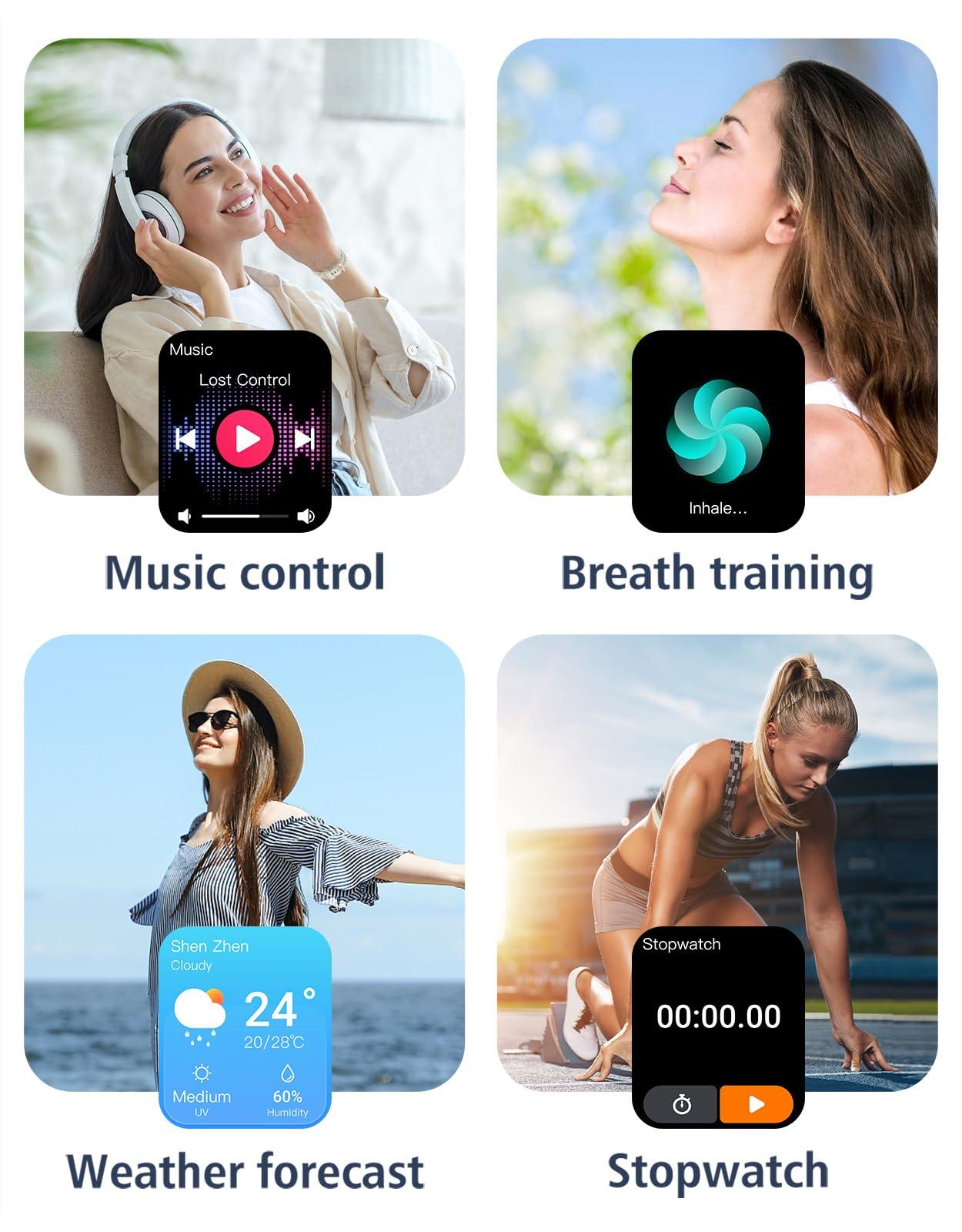 GRV GRV Smart Watches for Women Men (Answer/Make Calls), 1.8" Smartwatch for iOS/Android Phones Fitness Tracker with 100+ Sports Modes Heart Rate/Sleep Monitor Pedometer IP68 Waterproof (Milky White)