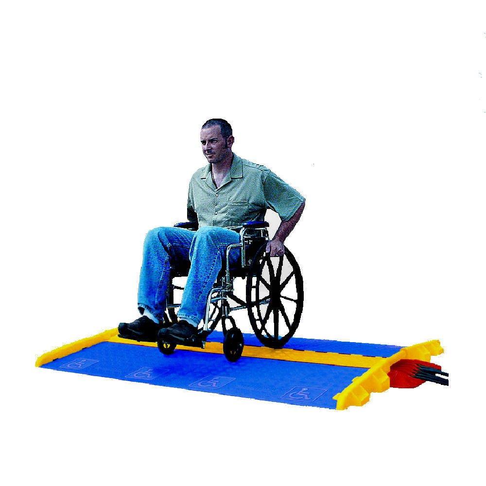 Checkers Industrial Safety Products Cross-Guard CPRP-3-BLU Polyurethane ADA Compliant Ramp for Linebacker 3 Channel Heavy Duty Cable Protectors, Blue , 36\" Length, 34.81\" Width, 2.88\" Height (Pair)