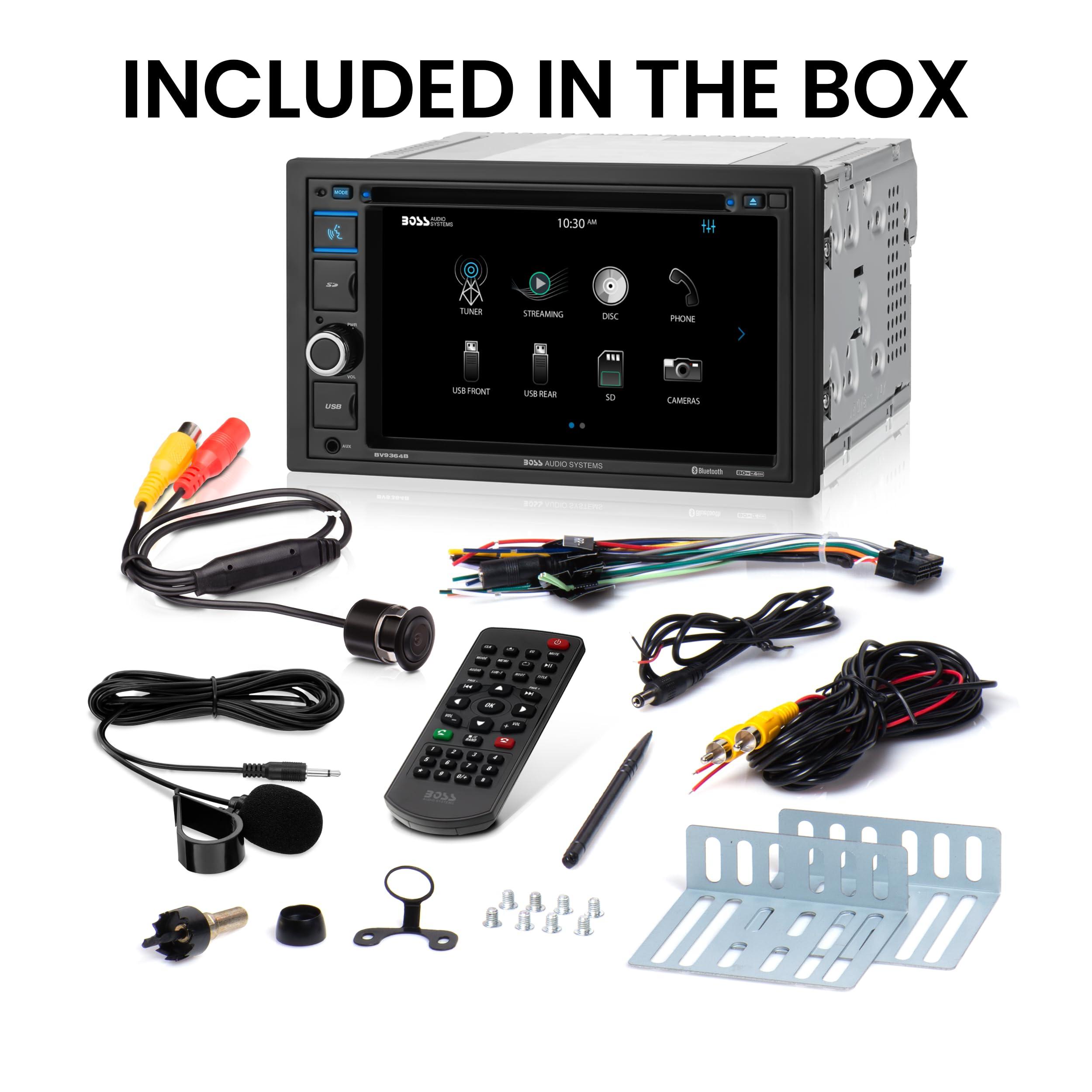 BOSS Audio Systems BOSS Audio Systems BVB9364RC Car Stereo - Double Din, 6.2 Inch Touchscreen, Bluetooth, CD DVD Player, AM/FM Radio Receiver, Backup Camera, USB, SD, Wireless Remote Control