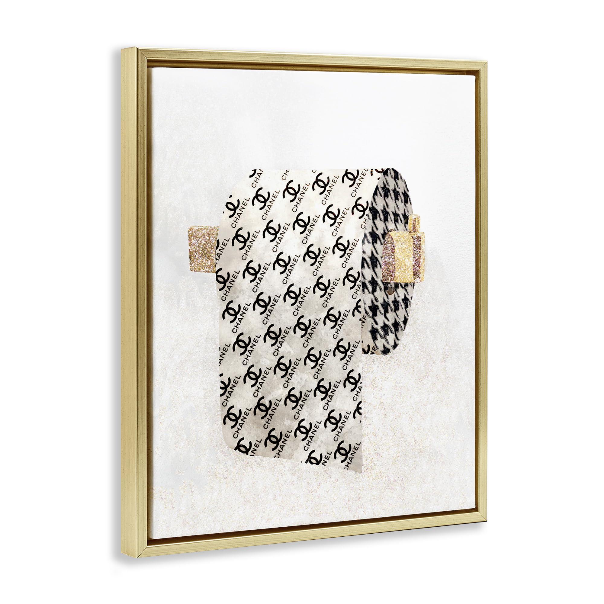 Stupell Industries Stupell Industries Fashion Glam Toilet Paper Designer Detailing Framed Floater Canvas Wall Art Design by Ziwei Li