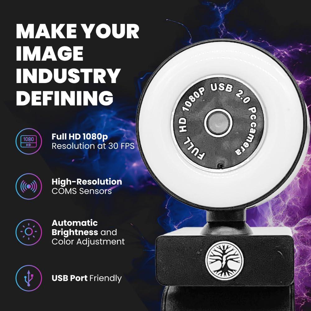 Abel Gaming Live Streaming Kit- Perfect for Streaming Video Games on Twitch, YouTube, Podcasts and Working from Home. includes 1920x1080p Webcam, Professional USB Microphone, and One LED Multi-Color Light