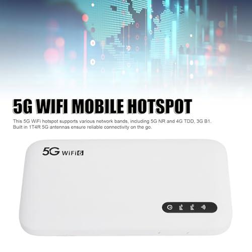 Wisoqu 5G Mobile Hotspot, 5G Router with Sim Card Slot, 5G Modem, Portable Wi Fi Device for Travel, Unlocked LTE Mobile Hotspot Wi Fi 6, 2.77Gbps, 6100mAh, for Phone Tablet