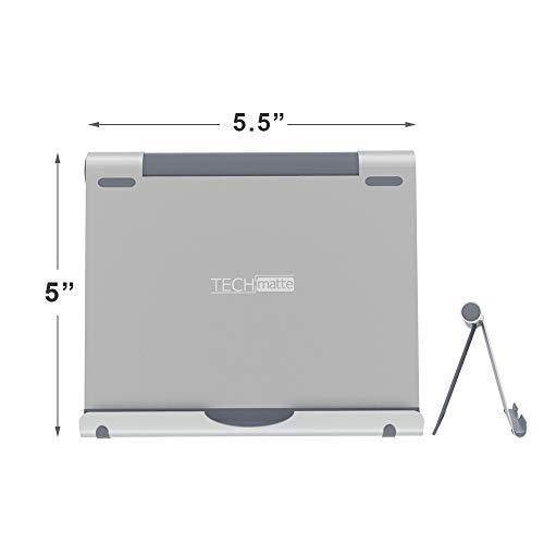 TechMatte TechMatte Large iPad Stand Adjustable Foldable Aluminum Stand for iPad, iPad Pro 12.9, iPad Pro 11, iPad Air, iPad Mini, iPhone 11 Pro Max XS XR, E-Readers