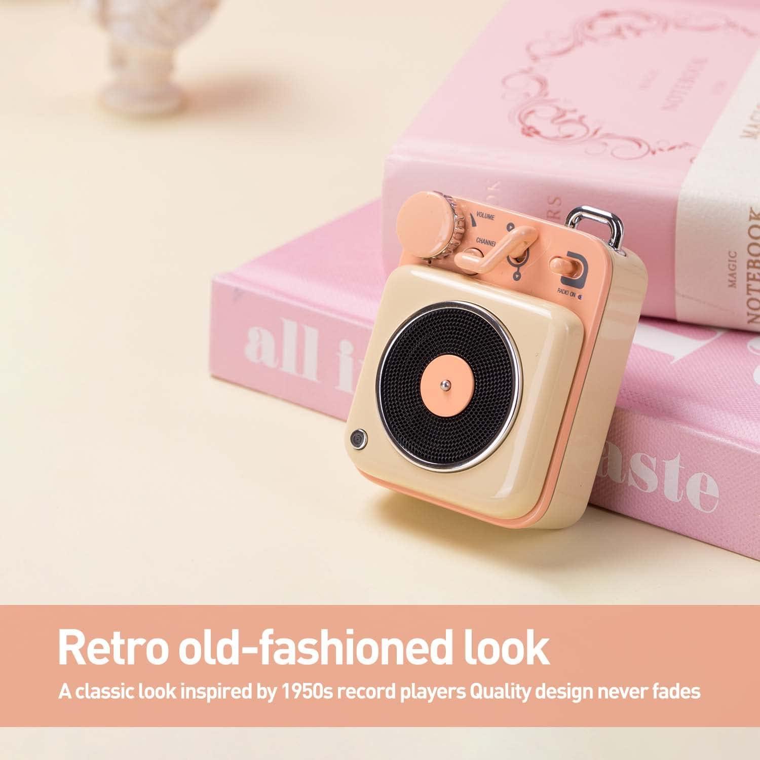 Muzen Muzen Mini Bluetooth Speaker, Button Portable Metal Small Cute Wireless Speaker, Rechargeable HiFi Loud Volume Audio Speaker with Portable Lanyard and Gift Box, Classic Retro Decor Gift