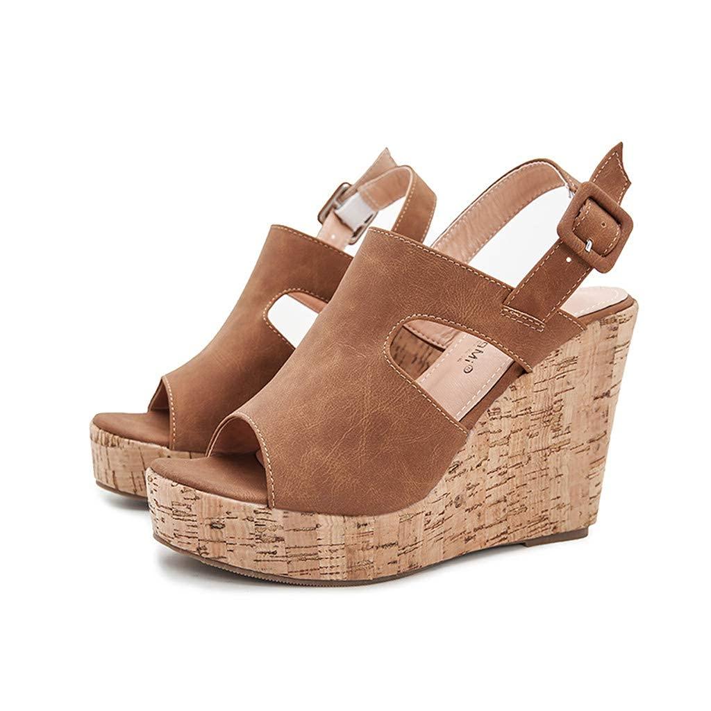 ZBYY ZBYY Women\'s Platform Sandals Open Toe Buckle Ankle Strap Chunky Platform Sandals Espadrille Gladiator Wedge Sandal