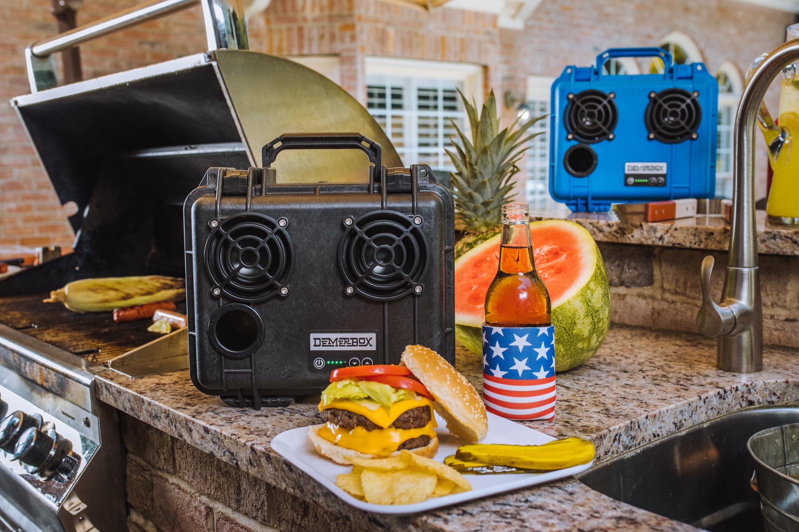 DemerBox Waterproof, Portable, and Rugged Outdoor Bluetooth Speakers. Loud Sound + Deep Bass, 40+ hr Battery Life, Dry Box + USB Charging, Multi-Pairing Party Mode (Haast Orange, DB2)