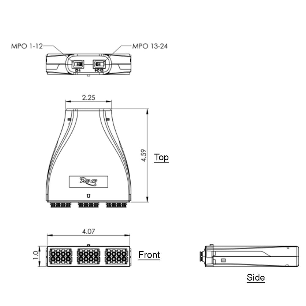 ICC ICC Plug and Play LC-MPO Fiber Optic Cassette with Aqua Multimode Adapters and 24 10G OM3 Fibers