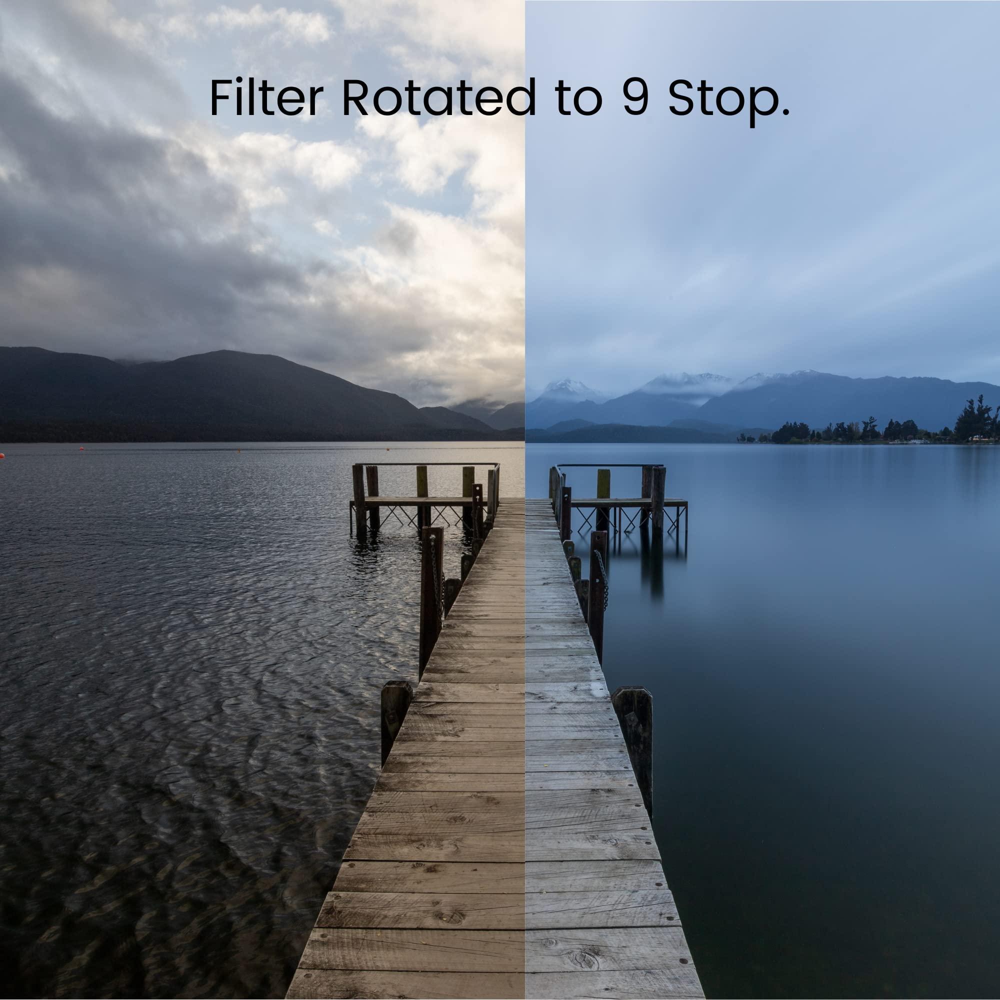 OKKO Okko Pro Variable Neutral Density Filter, Ideal for Longer Exposures and Video, Compatible with All Major Camera Brands, Adjustable Rotate 360 with ND 1-9 Stops. Break it, we Replace it Free - 72mm