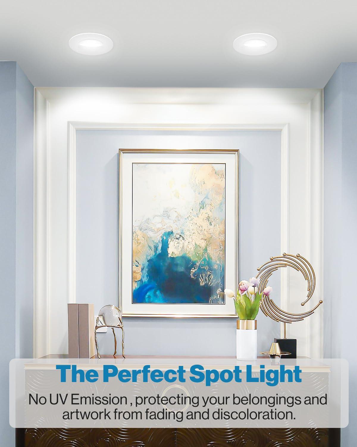 Sunco Lighting Sunco LED Can Lights Eyeball Retrofit Gimbal 5/6 Inch Recessed Lights Dimmable, 12W=60W, 2700K Soft White, 800 LM, Directional Angled Trim Adjustable Ceiling Downlight, UL