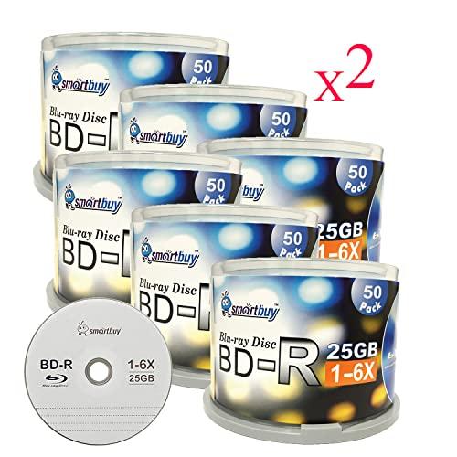 Smart Buy Smartbuy 600 Pack Bd-r 25gb 6X Blu-ray Single Layer Recordable Disc Logo Top Blank Data Video Media 600 Disc Spindle