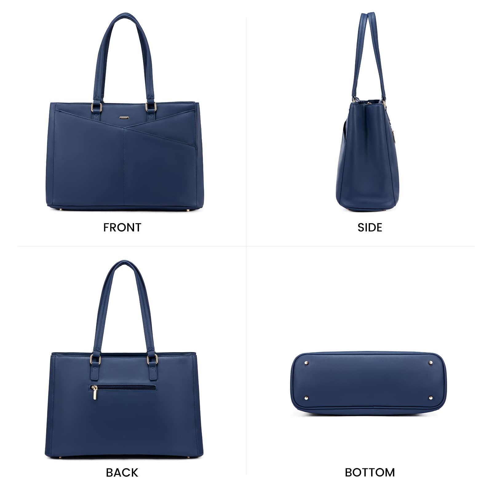 LOVEVOOK LOVEVOOK Laptop Tote Bag for Women 15.6 Inch Waterproof Leather Computer Bags Women Business Office Work Bag Briefcase,Navy Blue