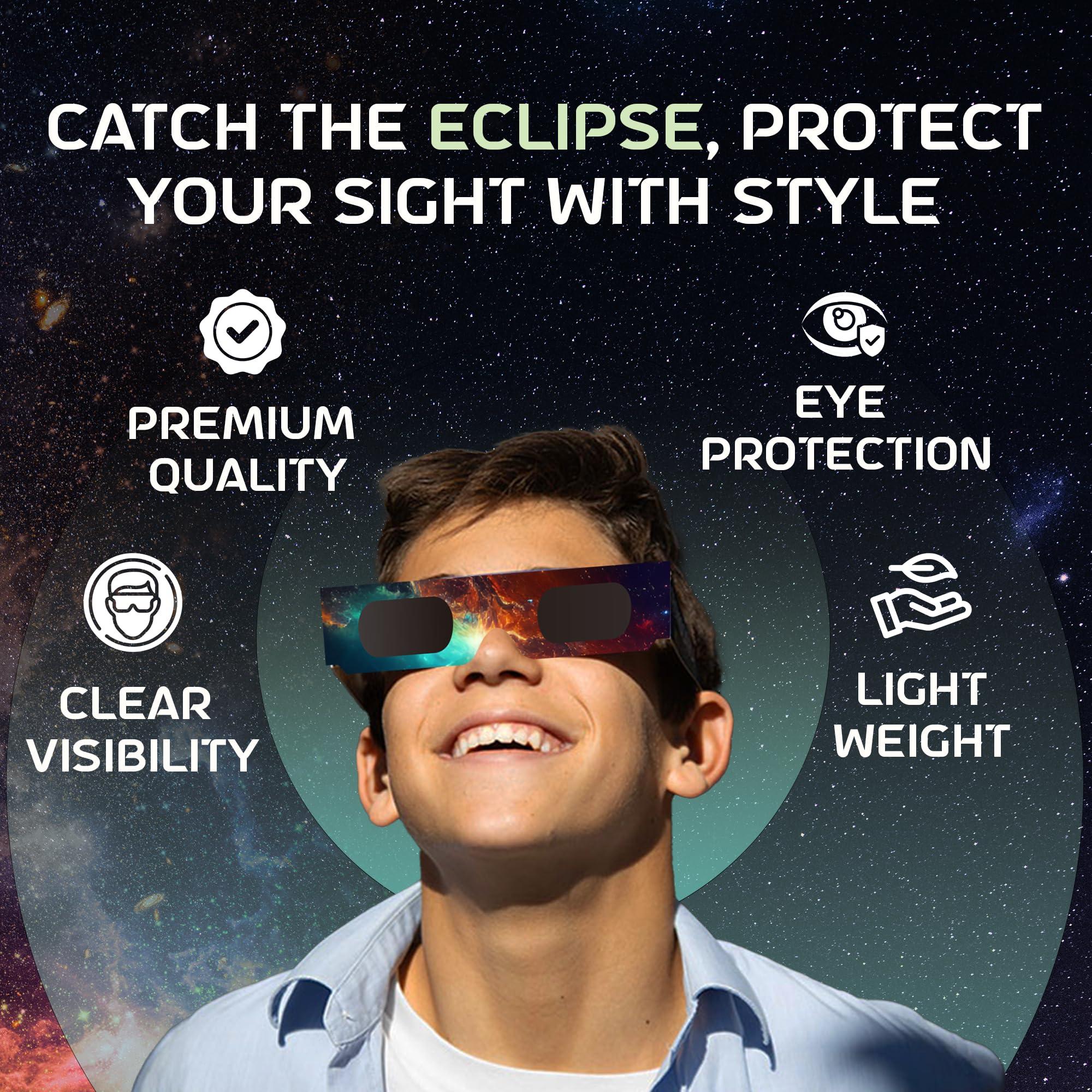 Helioclipse Solar Eclipse Glasses AAS Approved 2024 - [12 Pack] Trusted for Direct Solar Eclipse Viewing - ISO 12312-2 & CE Certified