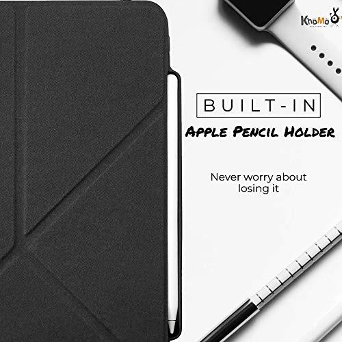 KHOMO KHOMO iPad Case Pro 12.9 Case 4th Generation 2020 with Pencil Holder - Dual Origami Series - Horizontal and Vertical Stand - Supports Apple Pen Charging - Charcoal Black, KHO-1683, KHO-1683, KHO-1683, KHO-1683