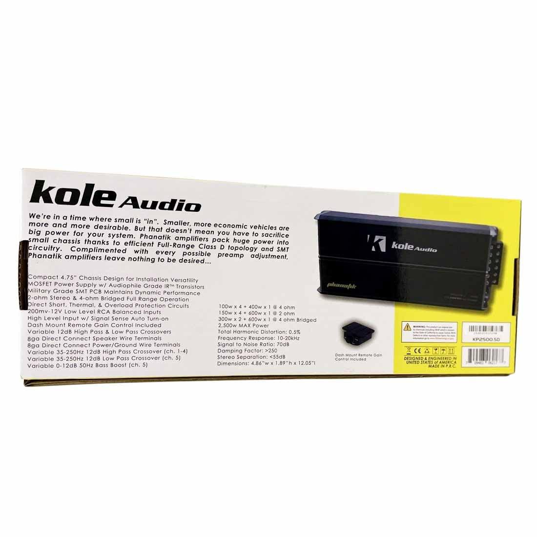 Kole Audio Kole Audio KP2500.5D 2500W Max 5-Channel Class-D Compact Car Audio Amplifier