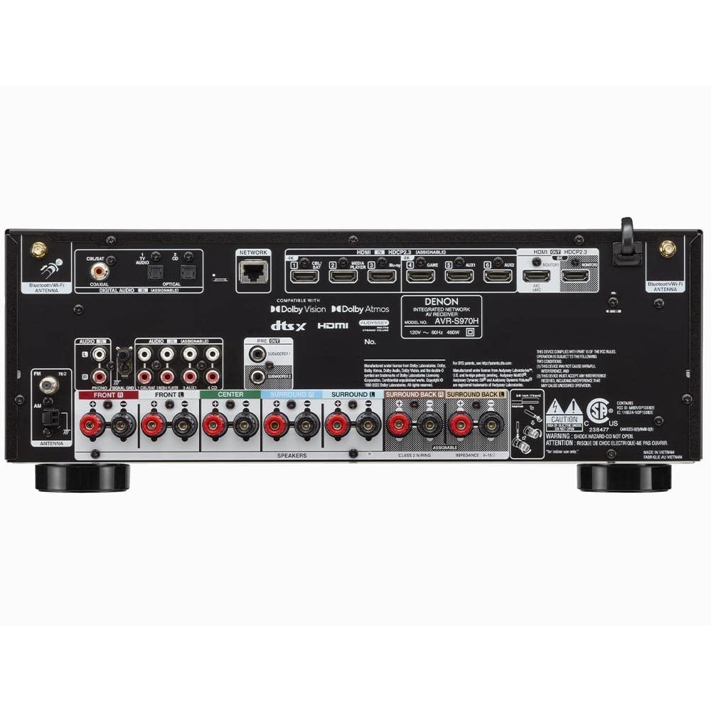 Denon Denon AVR-S970H 8K Ultra HD 7.2 Channel (90Watt X 7) AV Receiver 2022 Model - Built for Gaming, Music Streaming, 3D Audio & Video, Alexa + HEOS, Black (Renewed)