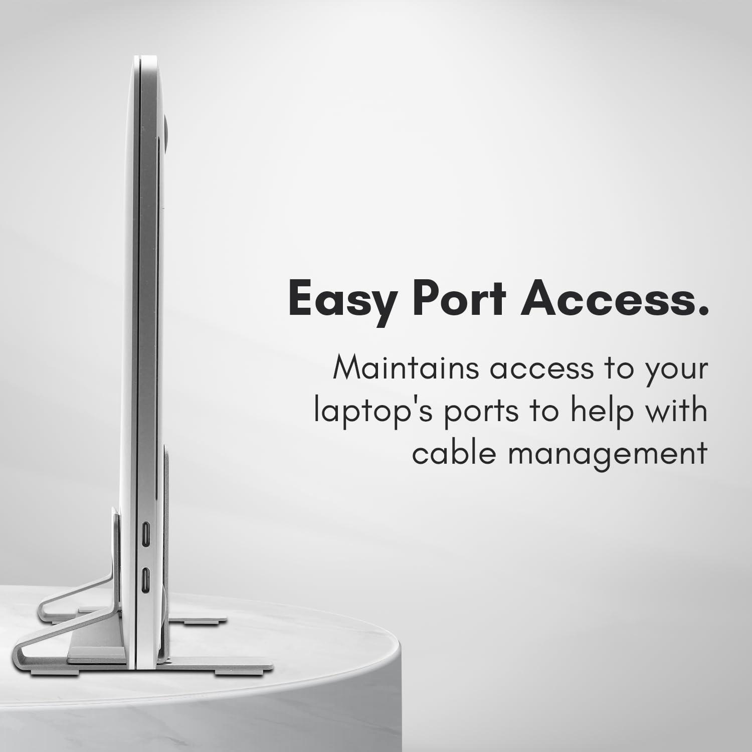 Macally Macally Vertical Laptop Stand for Desk | Laptop Holder Vertical | MacBook Stand (Pro/Air) Save Space and Improve Airflow with Closed Adjustable Laptop Dock Stand