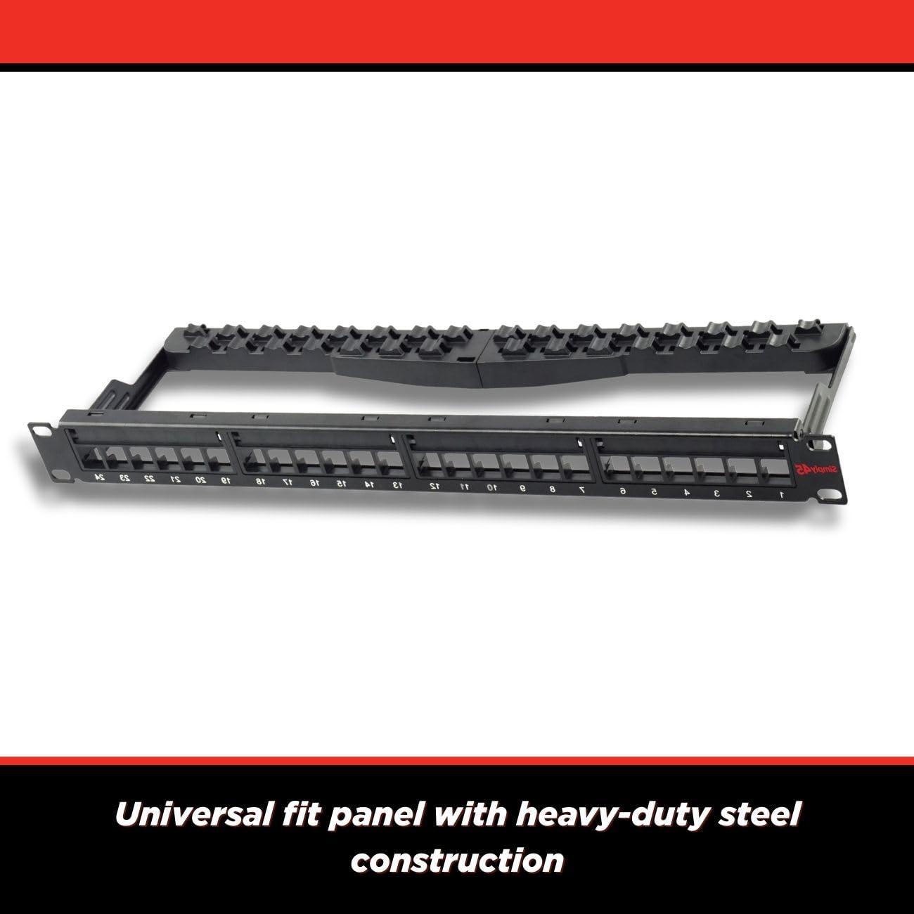 Simply45 Simply45 24-Port Unloaded STP Keystone Patch Panel - 1RU, Includes Cable Management Bracket, 24 Cable Ties and Rack Screws - S45-2024SU