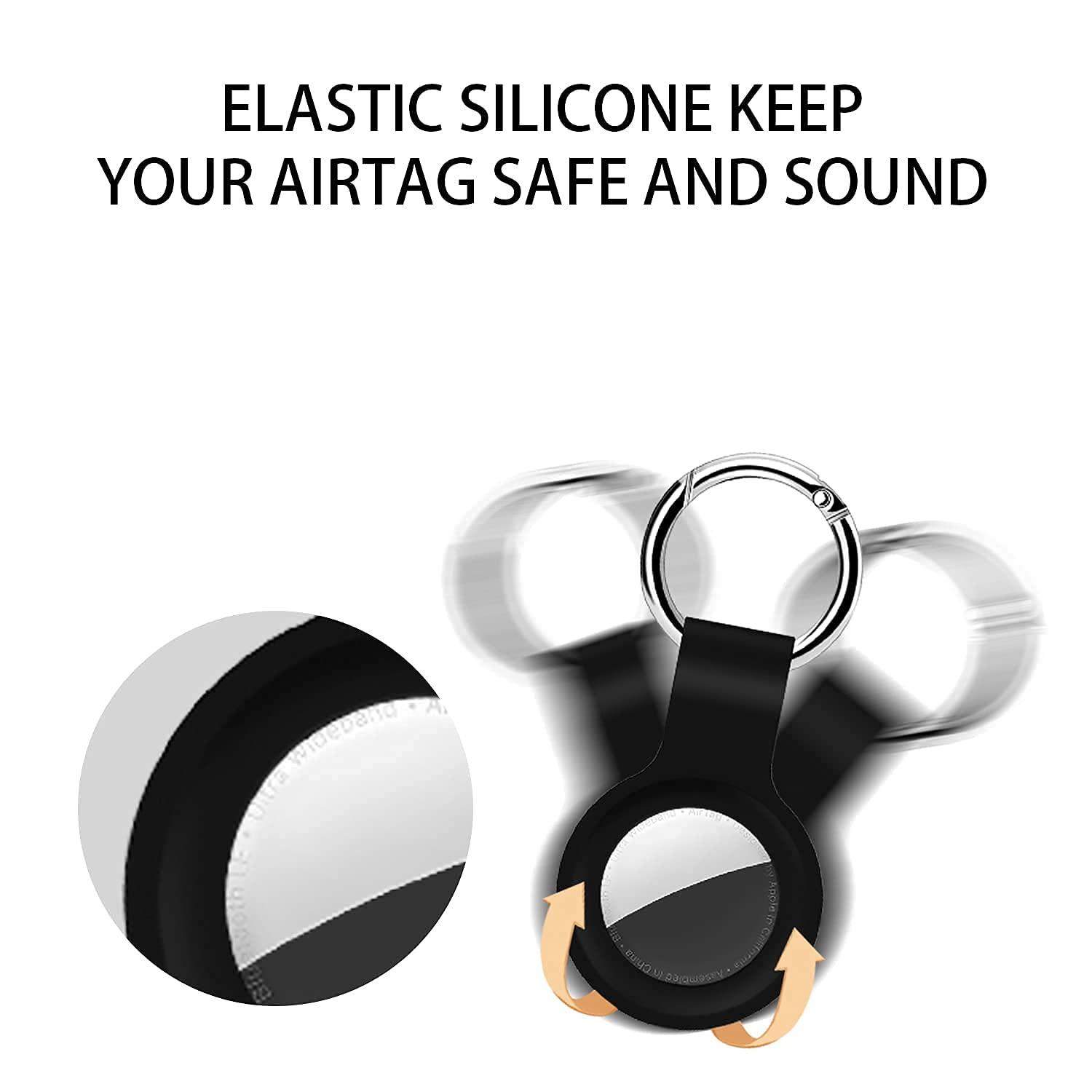 HATALKIN AirTag Holder AirTag Case Keychain Air Tag Holder, Silicone AirTags Key Ring Cases Tags Chain Apple GPS Item iTag Finders Accessories 4 Pack