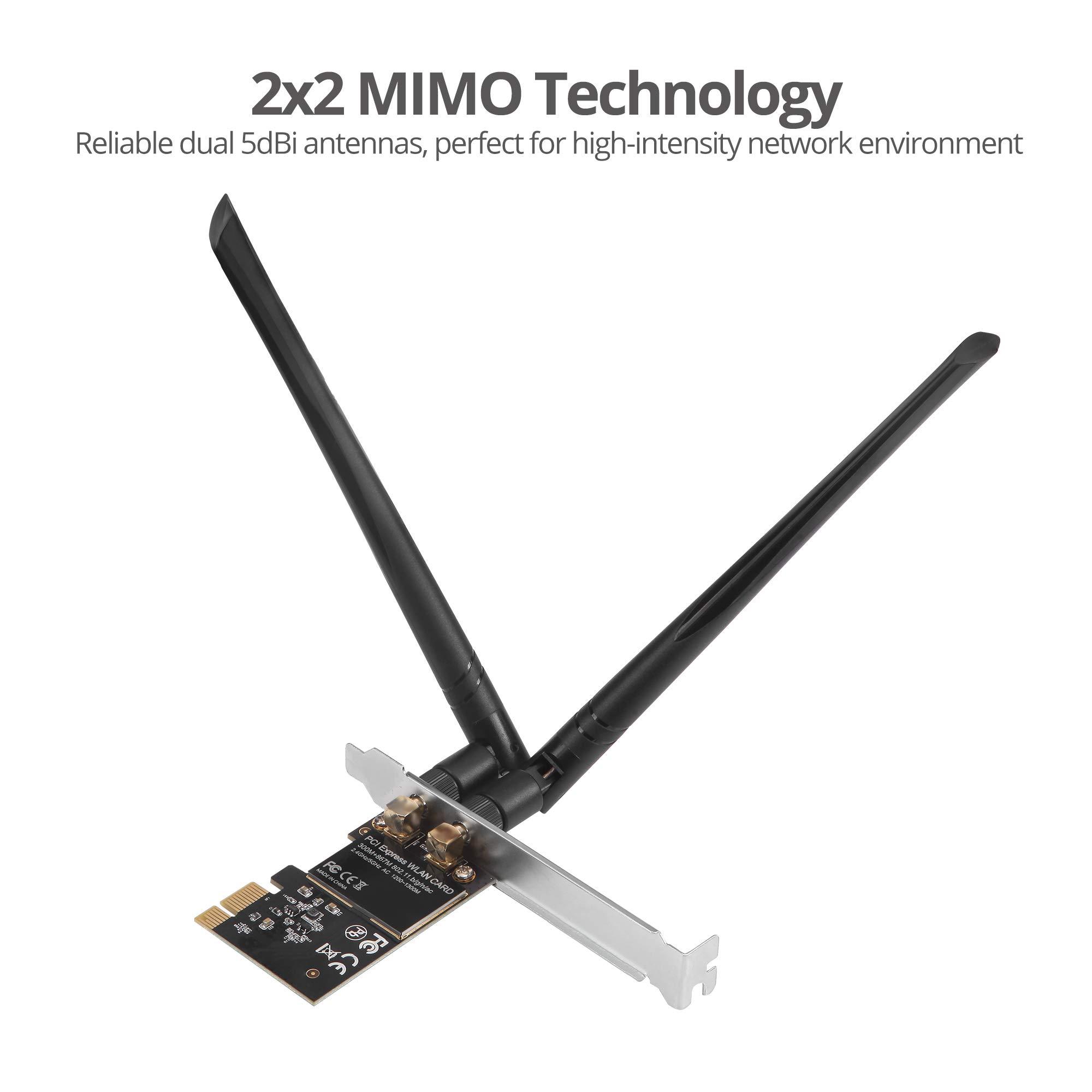 SIIG SIIG Wireless 2T2R Dual Band WiFi Ethernet PCIe Card -AC1200, WiFi Network PCIe Card,PCIe 2.0 x1 to 2T2R 2.4G/5G Dual Band Wireless,802.11ac,RTL8812AE,for 32/64bit Windows 10/8.1/7,LB-WR0011-S1