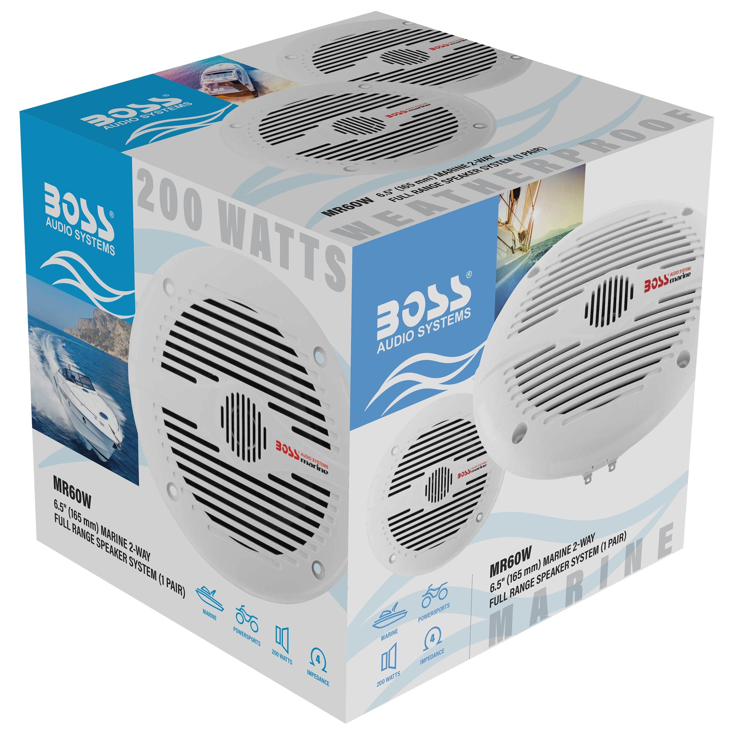 BOSS Audio Systems BOSS Audio Systems MR60W 6.5 inch Marine Boat Stereo Speakers - 200 Watts (pair), 2 Way, Full Range, Tweeters, Coaxial, Weatherproof, Sold in Pairs