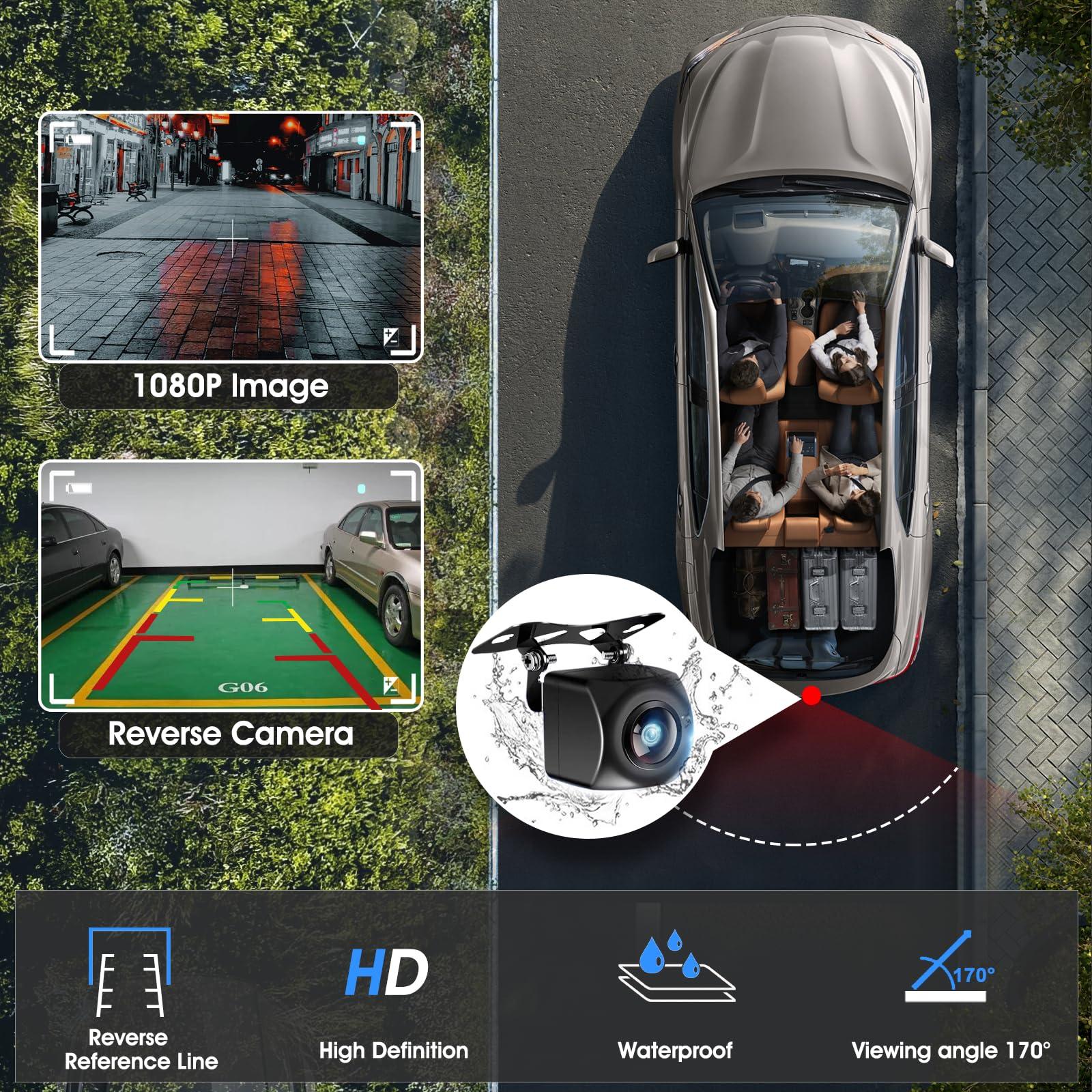 PASLDA Wireless CarPlay Screen for Car, 7" HD Portable Stereo Touchscreen with Apple CarPlay & Android Auto, CarPlay Screen with Backup Camera, Mirror Link, Bluetooth, Navigation for All Vehicle