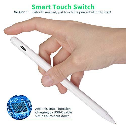 Bbata Electronic Stylus for iPad 5th Generation 9.7" 2017 Pencil,Type-C Rechargeable Active Capacitive Pencil Compatible with Apple iPad 5th Gen 9.7-inch Stylus Pens,Good on iPad Drawing Pens,White