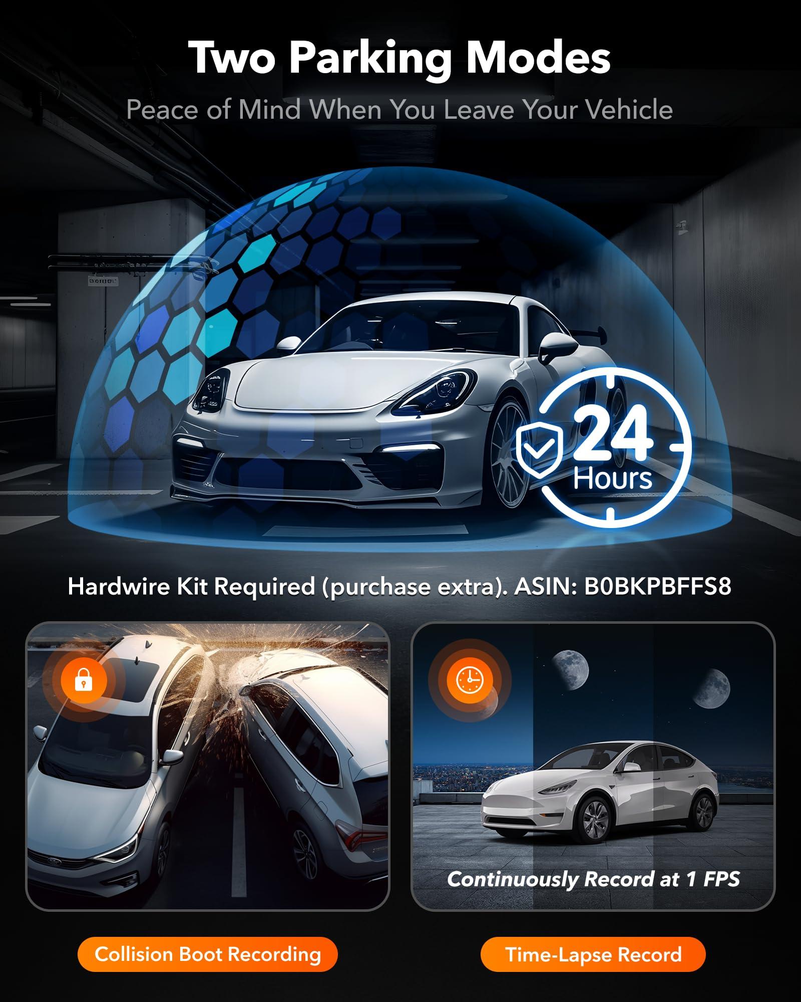 WOLFBOX [ i07 3 Channel Dash Cam+Multi Hardwire Kit ]